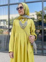 ⁦فستان بكسرات من القطن التويل (مسك تويل)⁩ - الصورة ⁦10⁩